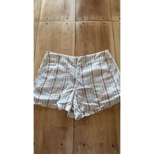 GAP Womens XL Linen Blend Striped Shorts Pink Yellow Blue White Casual Summer
